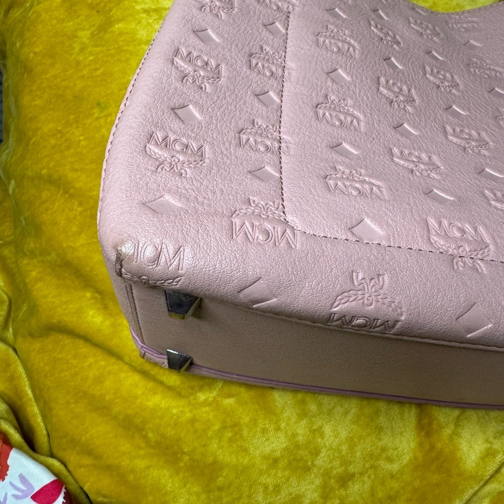 MCM Pink Embossed Leather Tote Bag - Picture 13 of 16